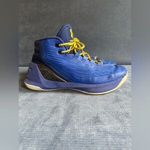 Under Armour Youth Curry 3 SZ 5.5Y Shoes Blue Yellow Basketball Training Sneaker